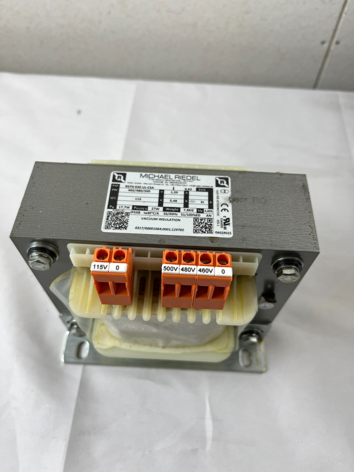 Michael Riedel RSTN 630 UL‑CSA Transformer 460/480/500V To 115V 630VA Used Spare