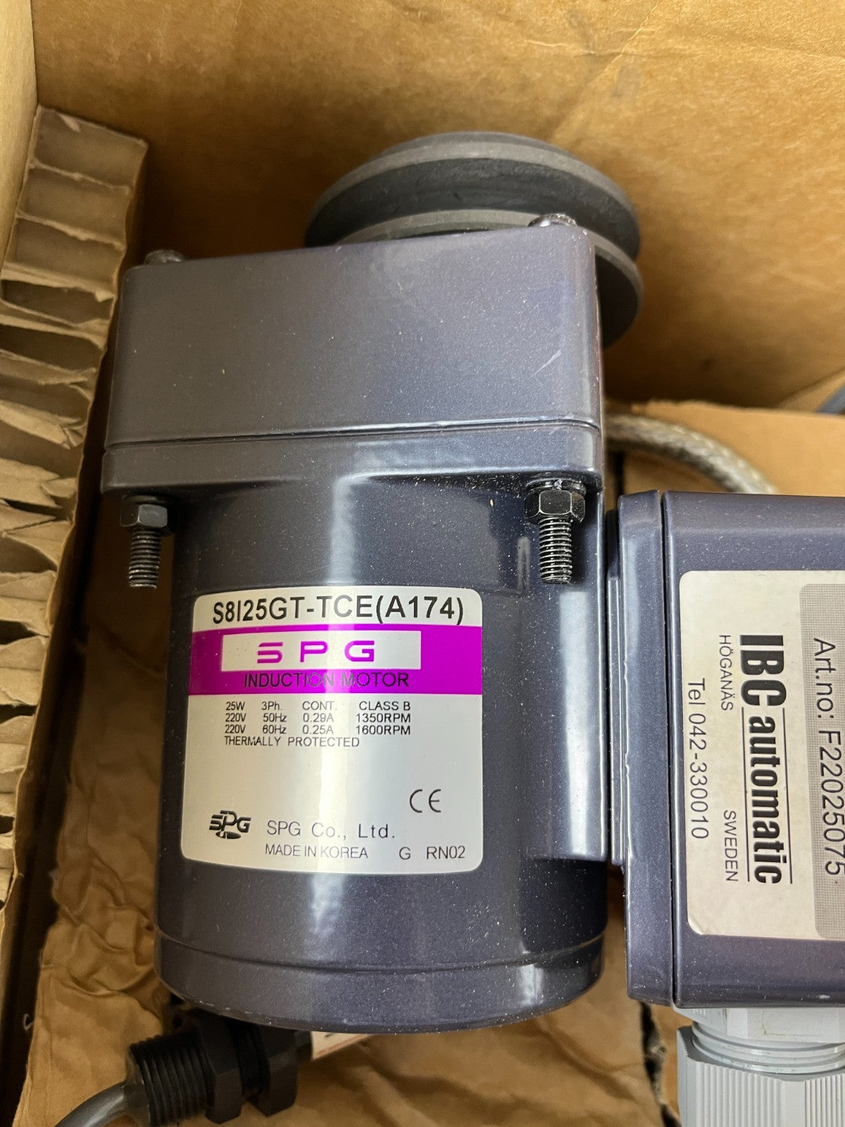 SPG S8I25GT-TCE Induction Motor 25W 220V 50/60Hz With IBC VVX 25W 75rpm New
