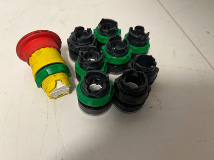 Lot of 9 Industrial Push Buttons & Emergency Stop - Schneider Electric & Others