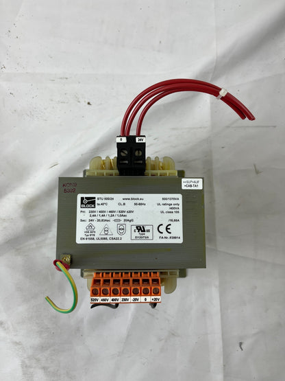 BLOCK STU 500/24 Control Transformer 500VA 24V 20.83A 230/400/460/520V Used