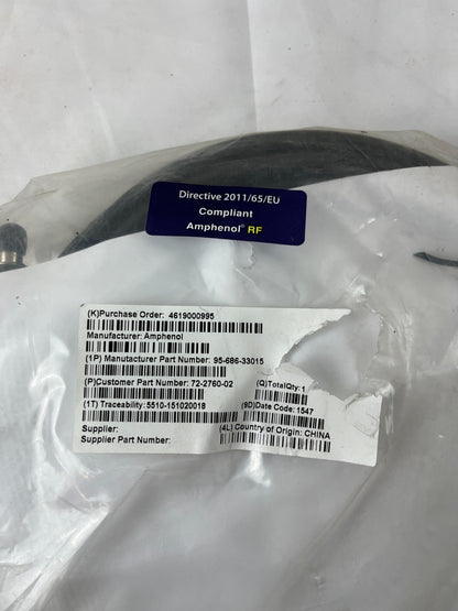 Amphenol RF 95-686-33015 Coaxial Cable Assembly New RoHS Compliant Spare Unit