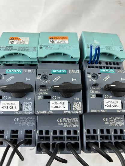 Lot of 3x Siemens Sirius 3RV2021 Motor Protection Breakers 3RV2011-1JA20 Used
