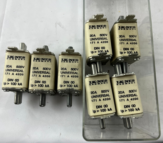 LK-NES 171 A 4208 Fuse 20A 500V Universal DIN 00 IP 100kA Lot of 7x New