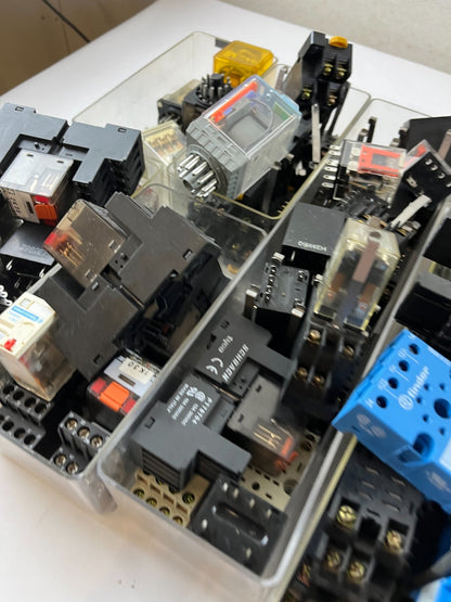 Mixed Industrial Relay Huge Lot Finder Schrack Omron Plug-In Relays Sockets Used