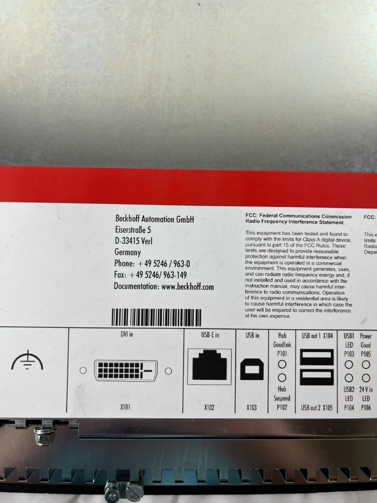 Beckhoff CP6902-0001-0000 15" ELO Accutouch HMI Control Panel DVI/USB 24V DC New