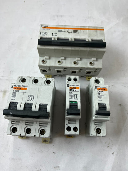Merlin Gerin Multi9 C32L C60N DPN N Breaker Lot 4pcs 230/400V Used Spare Units