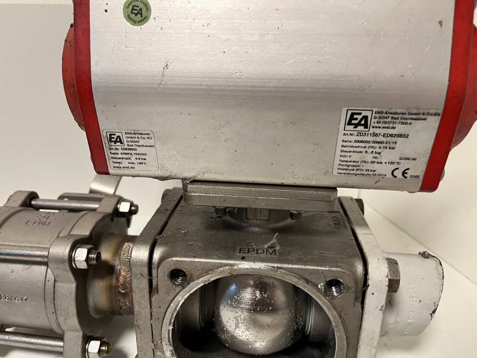 END-Armaturen ZD311567 DN50 Ball Valve Pneumatic Actuator Airtec Solenoid Used
