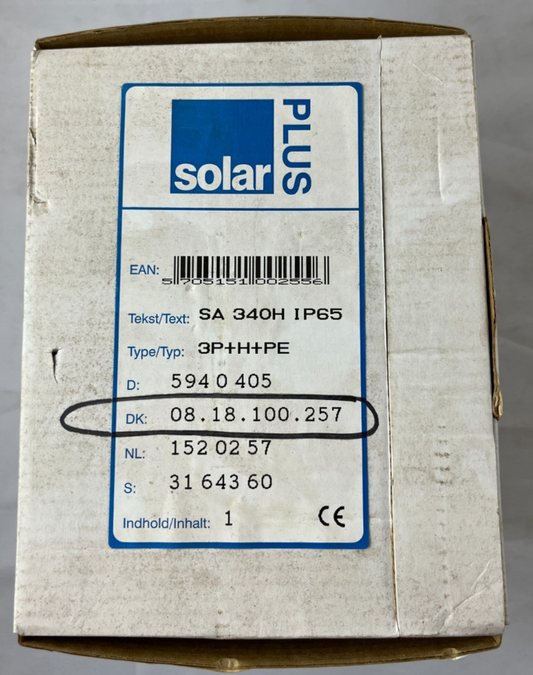 Solar Plus SA340H IP65 Rotary Isolator Switch 3P+N+PE Enclosed Switch Disconnect