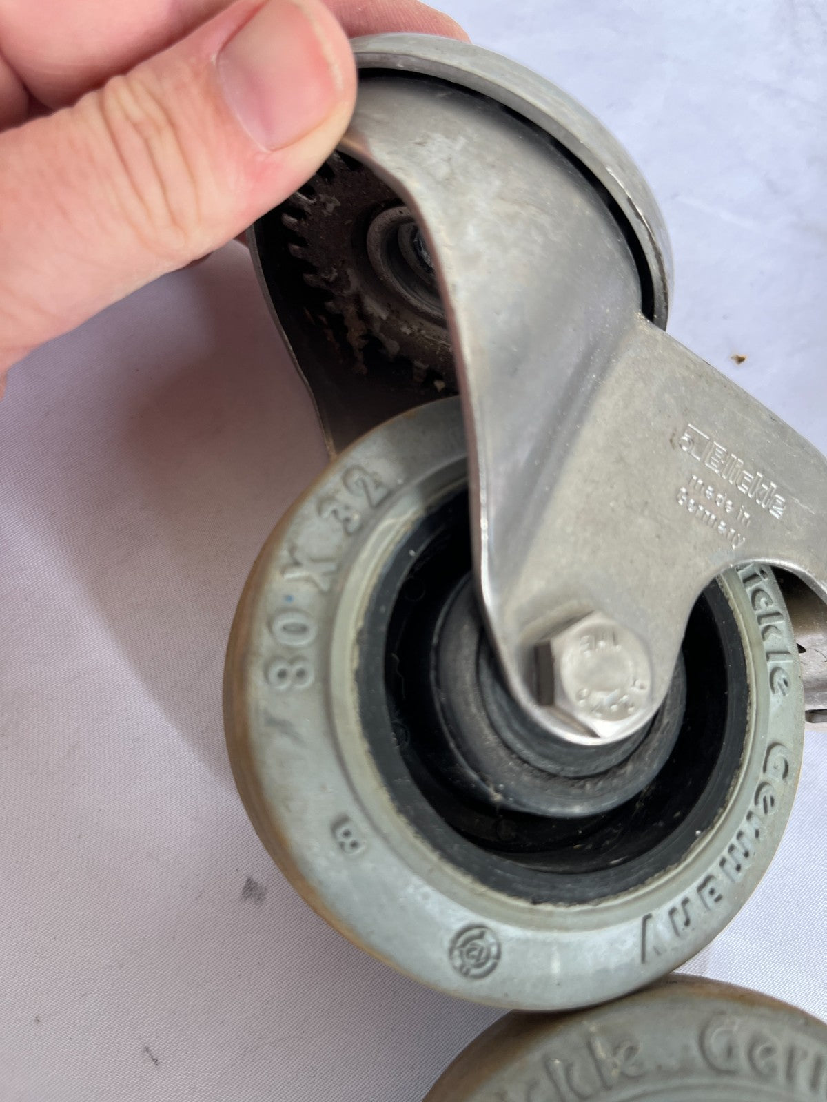 Blickle 80 X 32 Swivel Casters With Brake Set Of 3 Used Germany Spare Units