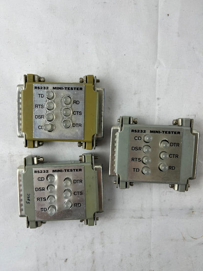 RS232 Mini Tester DB25 Serial Line Monitor LED Lot of 3 Used Spare Units