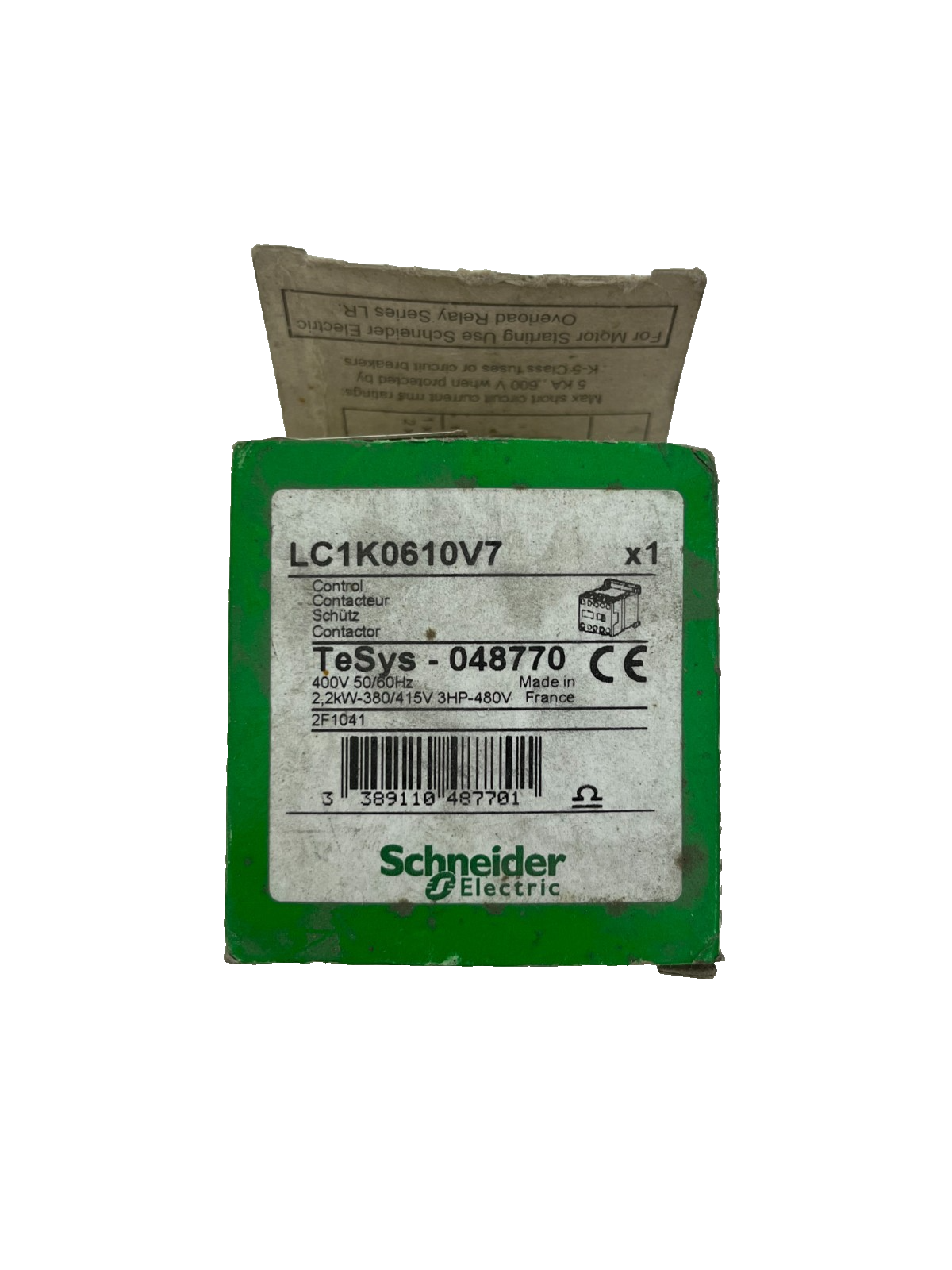 Schneider Electric LC1K0610V7 TeSys K Contactor 3P, 6A, 400V Coil, New in Box