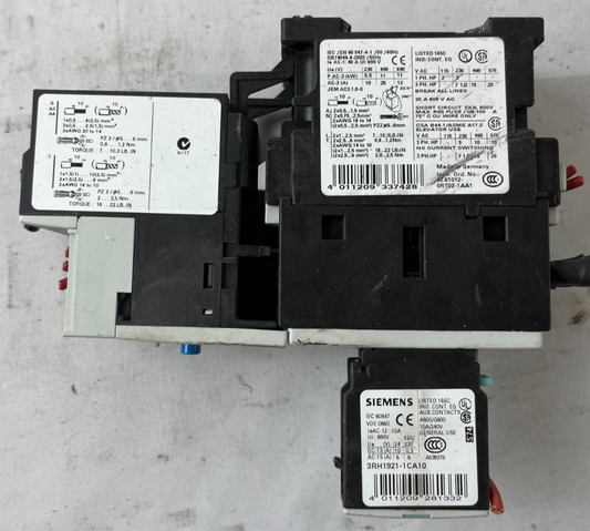 Siemens Sirius 3RB2026-1QB0 Overload Relay + 3RT2026 Contactor w/ 3RH1921-1CA10
