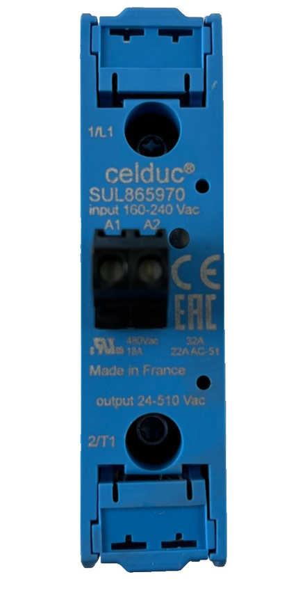 Celduc SUL865970 Solid State Contactor Relay 32A 24–510Vac Output 160–240Vac NEW