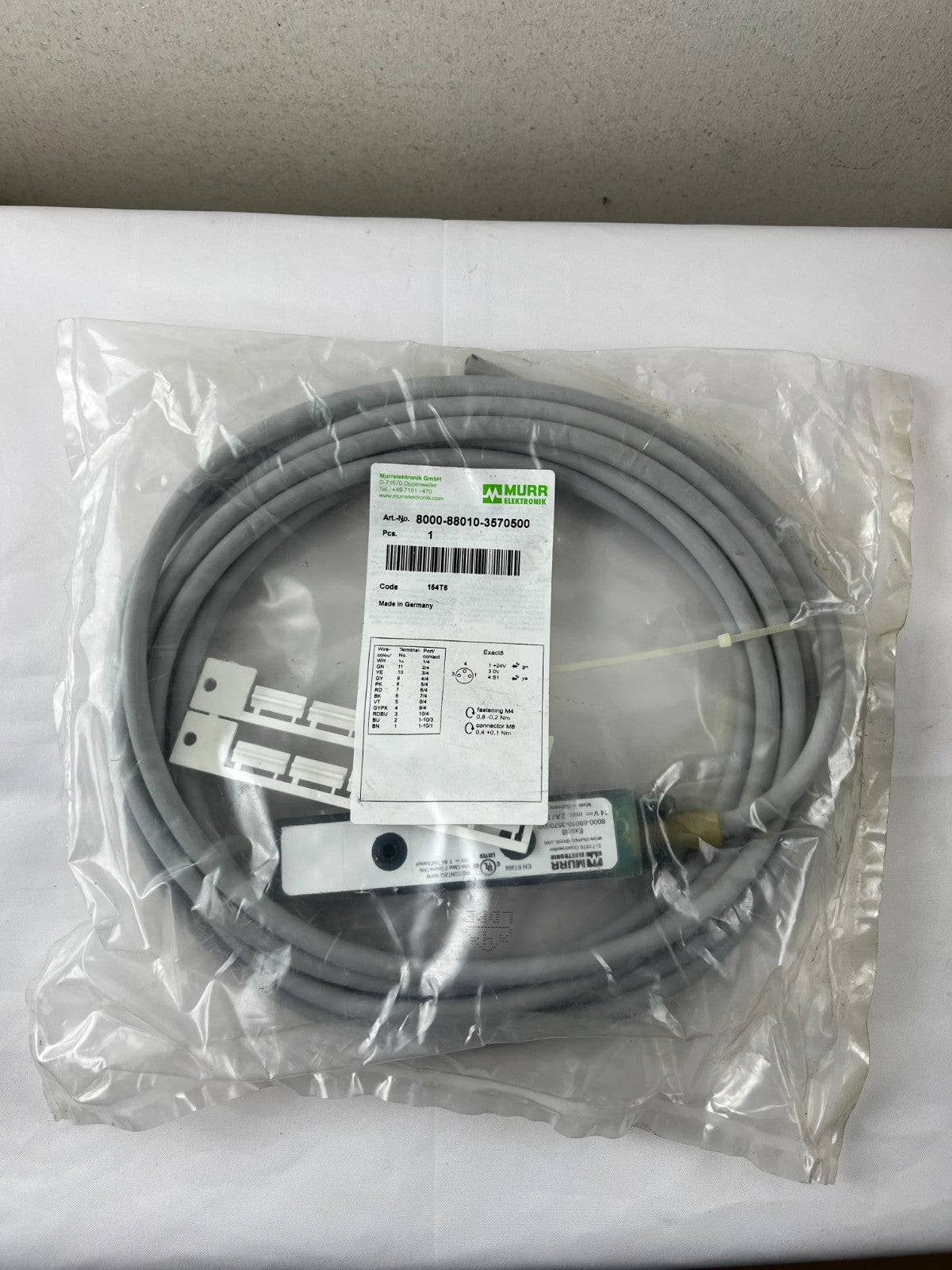 Murr Elektronik 8000-88010-3570500 Exact8 M8 Distribution Cable 8×M8 3-Pin 5m