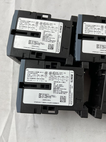 Siemens 3RT2017-1AB01 Contactor 24V Coil 3P SIRIUS Used Lot 5x Spare Units