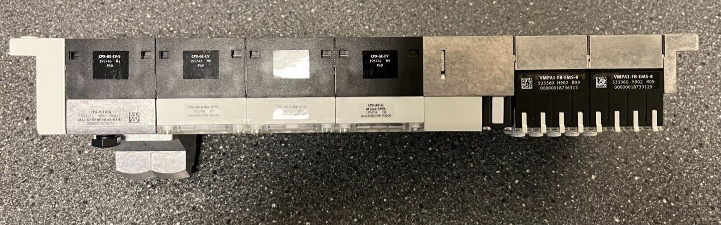Festo CPX Pneumatic Manifold Assembly with VMPA1-FB-EMS-8 Valves and Accessories