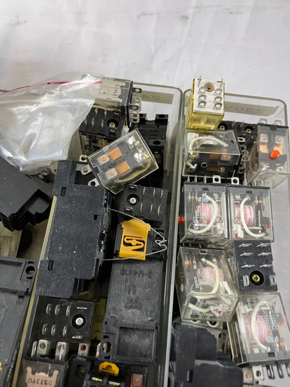 Mixed Industrial Relay Huge Lot Finder Schrack Omron Plug-In Relays Sockets Used