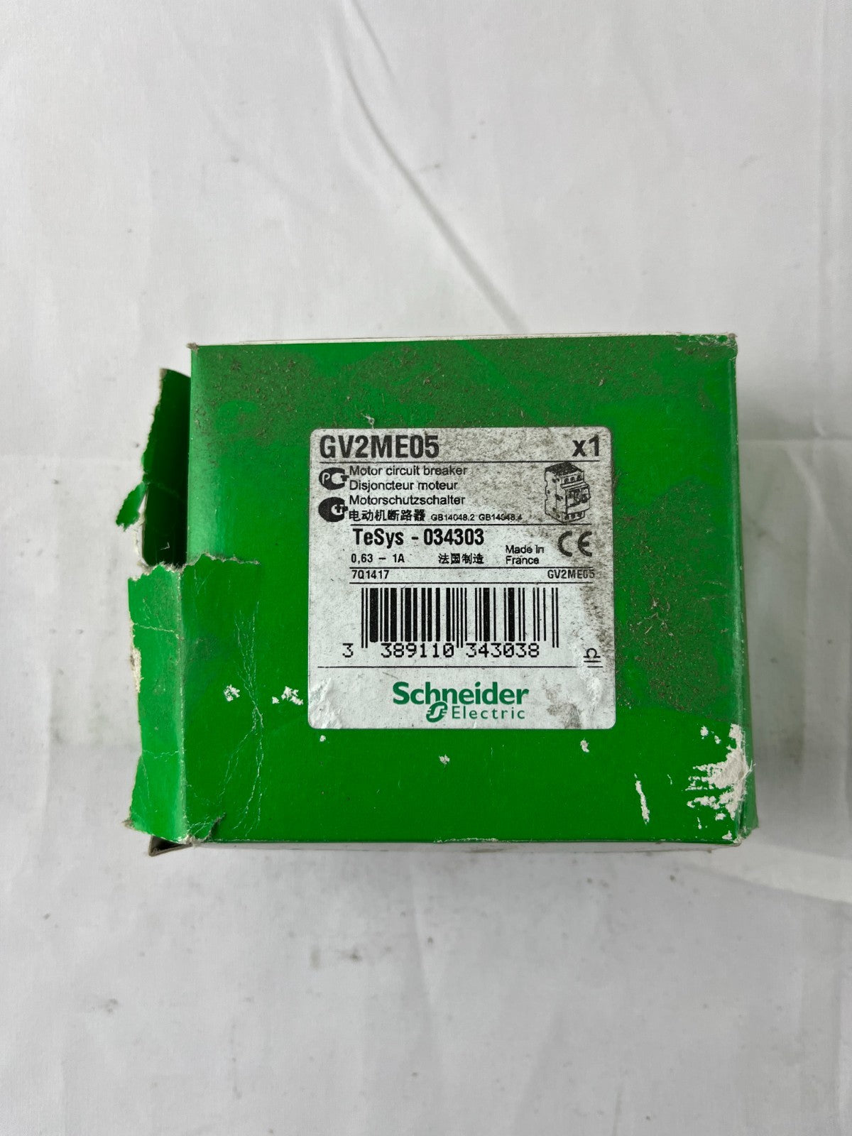 Schneider Electric GV2ME05 TeSys Motor Circuit Breaker 0.63-1A 3P 100kA NEW
