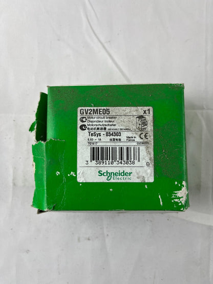 Schneider Electric GV2ME05 TeSys Motor Circuit Breaker 0.63-1A 3P 100kA NEW