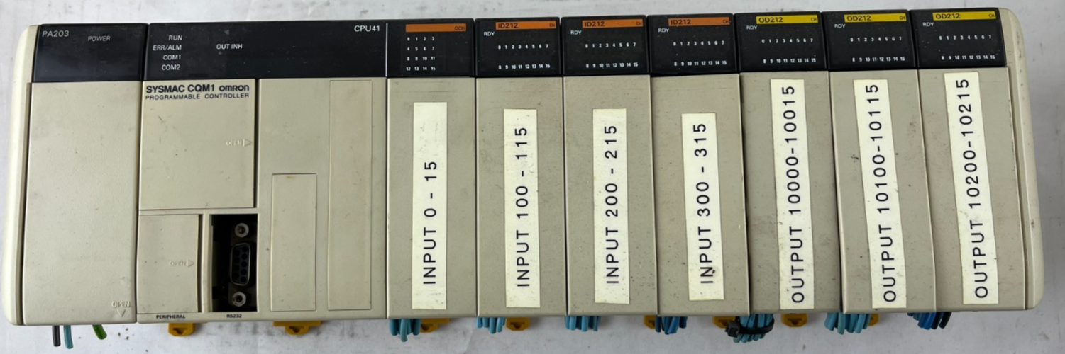 Omron CQM1 CPU41 PLC System PA203 ID212 OD212 Rack RS232 Good Used