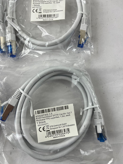 4x EFB K5525FWS NEW Cat.6A S/FTP Patch Cable 1.5m White 10 Gigabit Ethernet
