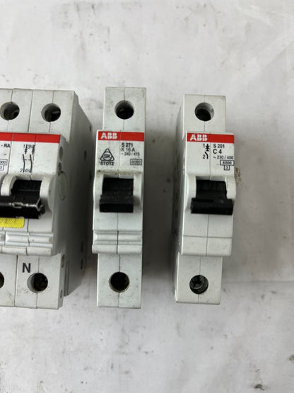 ABB S261-NA B6 S271 K16A S201 C4 Circuit Breaker Lot 3pcs 230/400V Used Spares