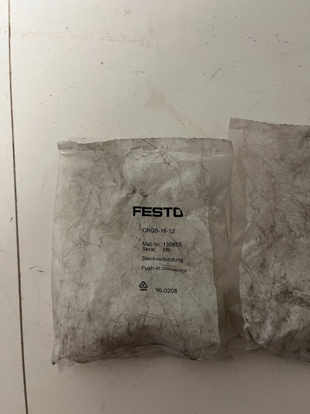 Festo CRQS-16-12 130655 Push-In Connector Pneumatic Fitting New Lot of 2 Pcs