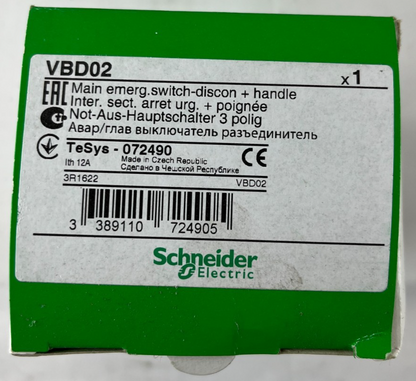 Schneider Electric VBD02 TeSys Vario Main Switch Disconnector 3P 12A 690V NEW
