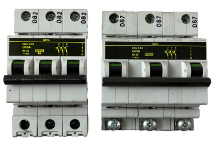 AEG Elfa E83 3P Circuit Breaker Lot U16A U63A 415V 2pcs Used Spare Units