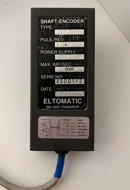 Eltomatic 0207U Shaft Encoder 24V DC 5000 Imp/Sec Used - Working Condition