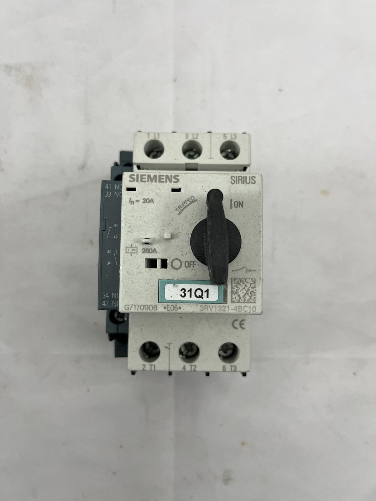 Siemens SIRIUS 3RV1321-4BC10 Motor Protection Circuit Breaker, 20A, 3-Pole, Used