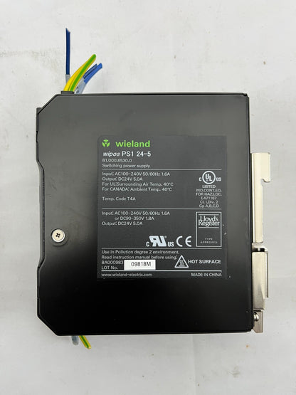 Wieland Wipos PS1 24-5 DIN Rail Power Supply 24V 5A, 81.000.6530.0, Used, Tested