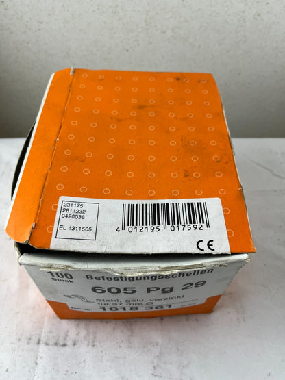OBO Bettermann 605 Pg 29 Befestigungsschellen 37mm Stahl G verzinkt, Open Box