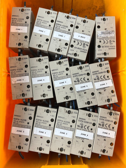 Lot of 15 Omron G3PA-420B G3PA-220B-VD Solid State Relays SSR 20A DIN Rail Used