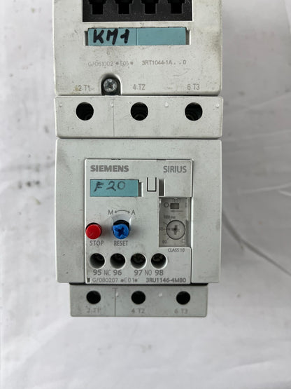 Siemens 3RT1044-1AP00 Contactor + 3RU1146-4MB0 Overload Relay 65A 30kW 230V Coil