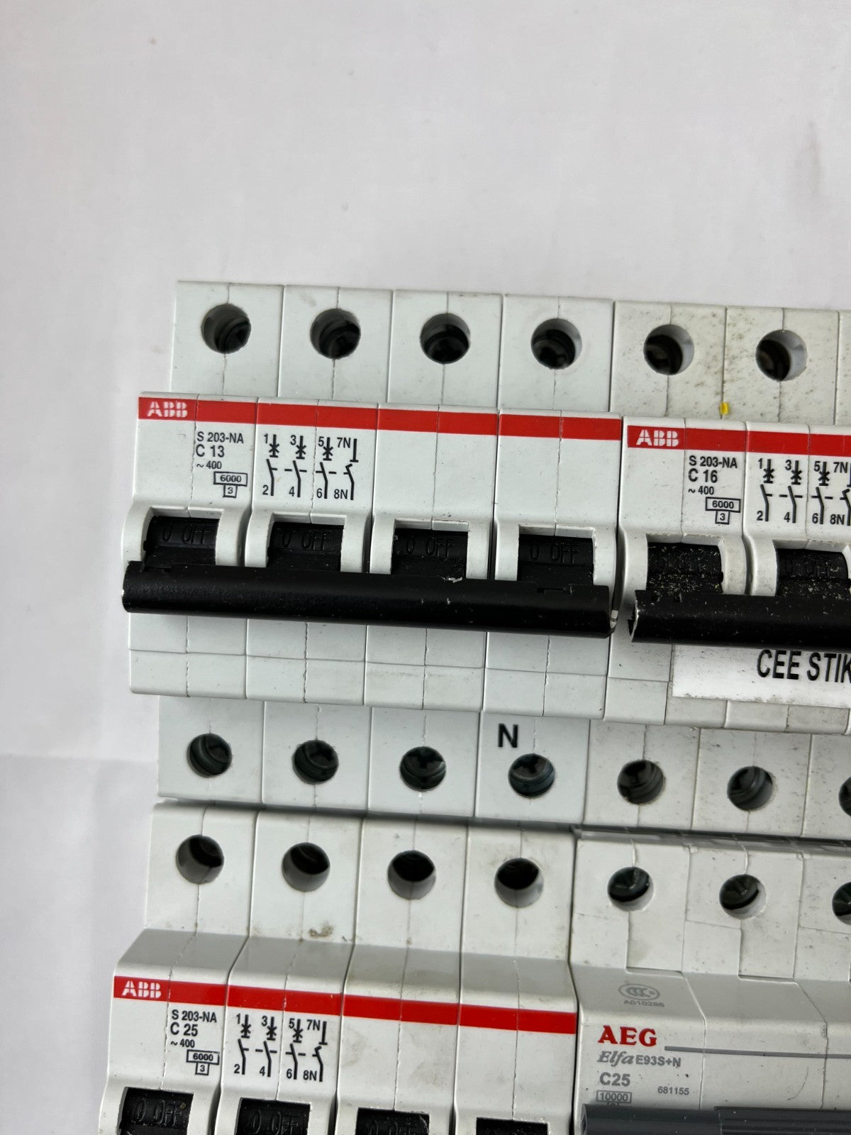 ABB S203-NA C13 C16 C25 + AEG C25 4-Pole Circuit Breaker Lot 4pcs Used Spares