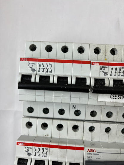 ABB S203-NA C13 C16 C25 + AEG C25 4-Pole Circuit Breaker Lot 4pcs Used Spares
