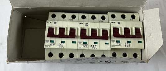 Felten & Guilleaume PX300 C10A 3‑Pole 400V 10kA Miniature Circuit Breaker Lot 3x