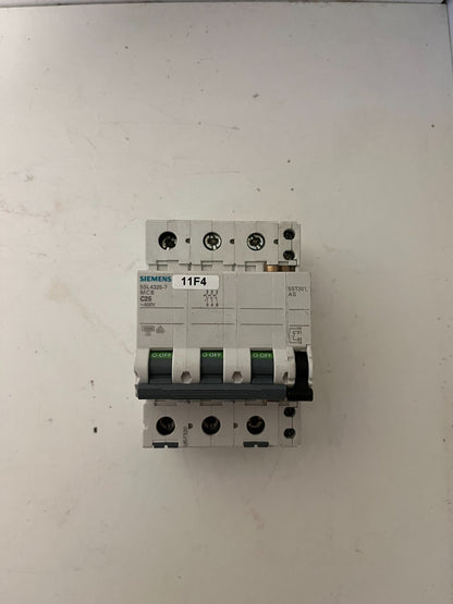 Siemens 5SL4325-7 C25 3-Pole MCB 25A 400V w/ 5ST3010 Aux Switch Used Spare Unit