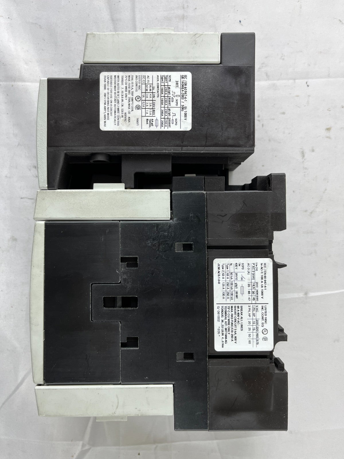 Siemens 3RT1044-1AP00 Contactor + 3RU1146-4MB0 Overload Relay 65A 30kW 230V Coil