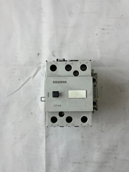 Siemens 3TF44 Contactor 3P w/ 3TY7561-1AA00 Aux Contact Block Used Spare Unit