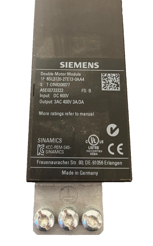 Siemens Sinamics Double Motor Module 6SL3120-2TE13-0AA4 – Tested & Working