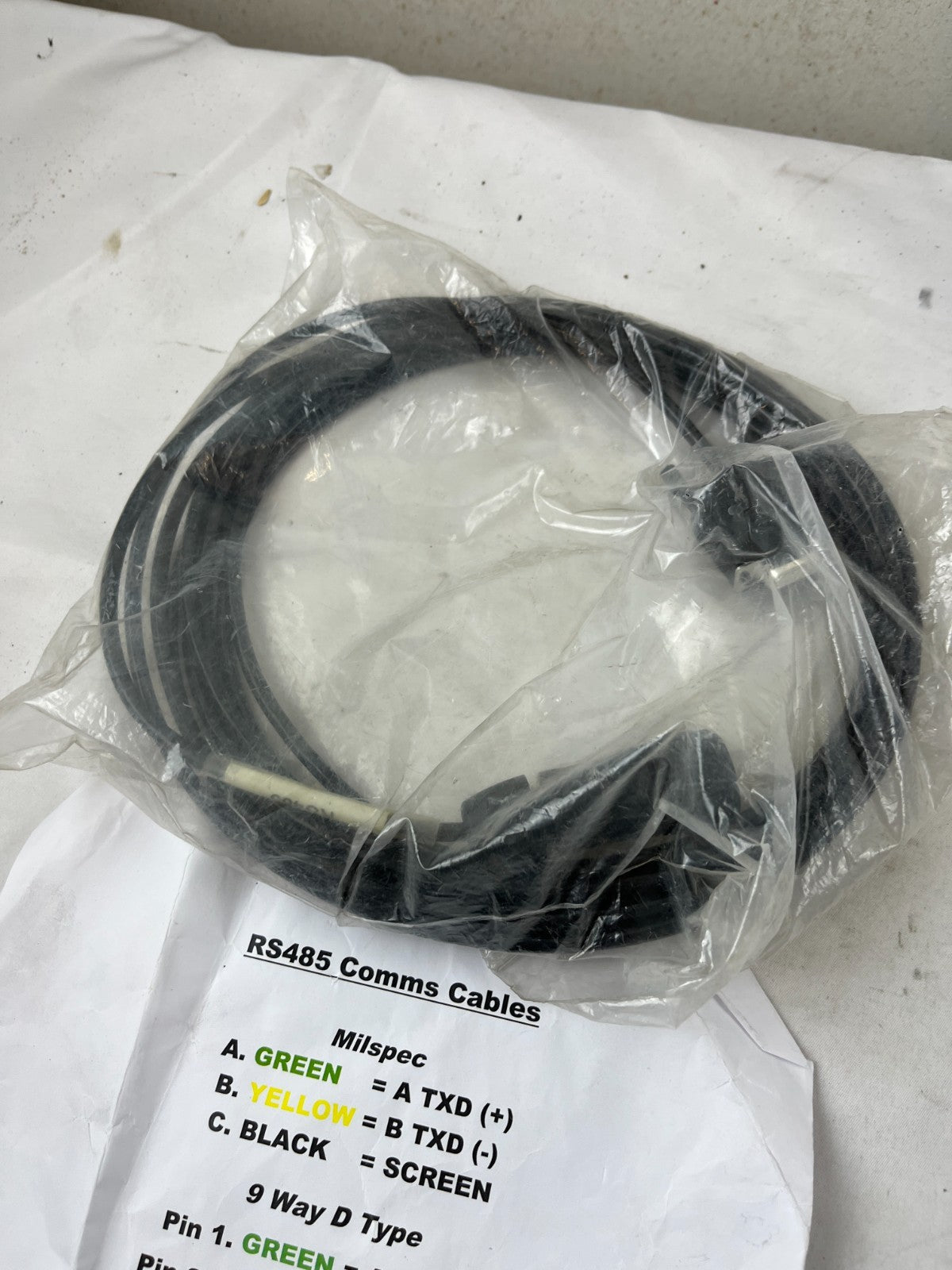 Rs485 Db9 9‑Way D‑Type Comms Cable Milspec New 1 Piece Spare Unit