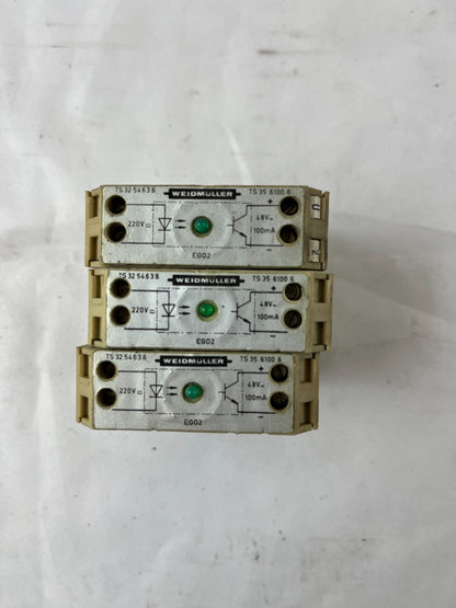 3x Weidmüller EGO2 TS32/TS35 Interface Optocoupler Module 220V AC to 48V 100mA