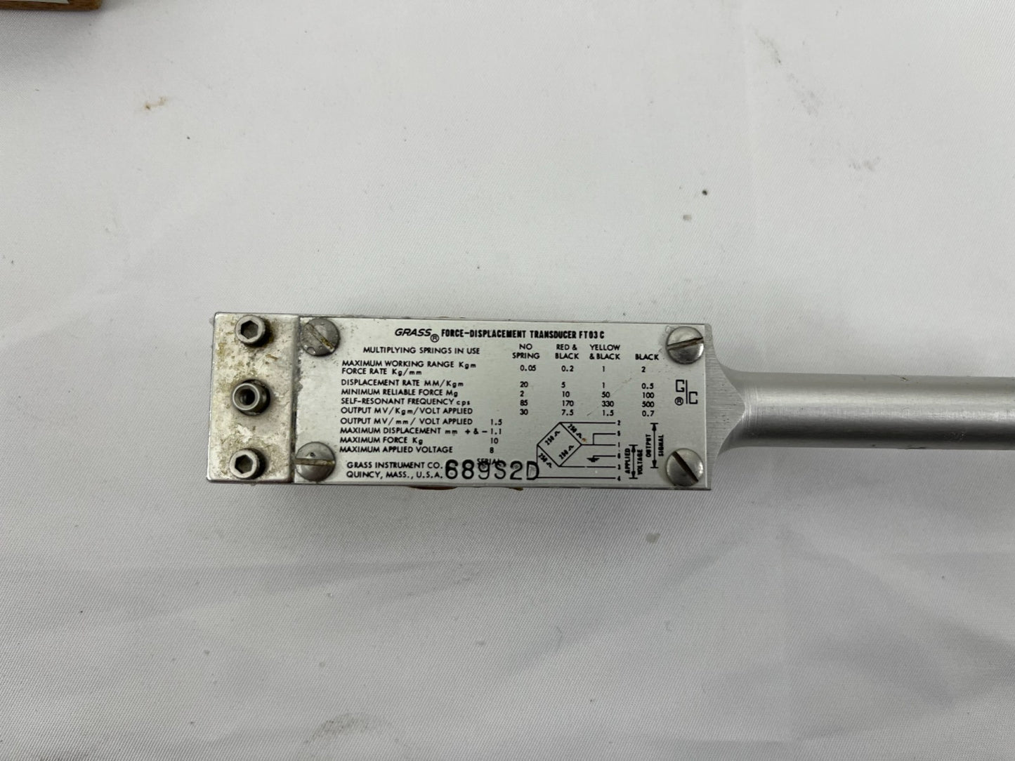 Grass Model 7P1 Displacement Transducer Vintage Medical Instrument Quincy, USA