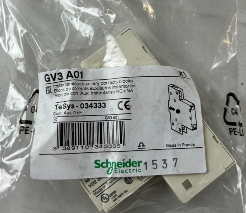 Schneider GV3A01 Auxiliary Contact Block 1NO+1NC TeSys GV3 New Unit