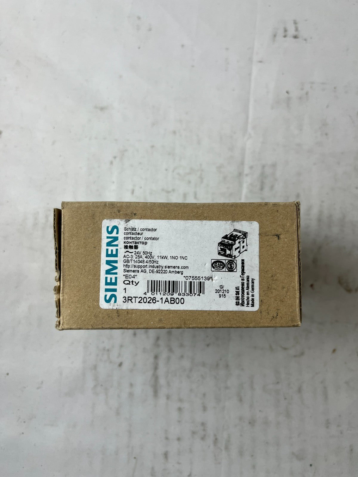Siemens 3RT2026-1AB00 SIRIUS Contactor 11kW 24VAC Coil New In Box