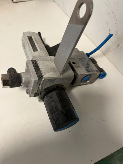 Festo Pneumatic Filter Regulator & Solenoid Valve Assembly – Used Working
