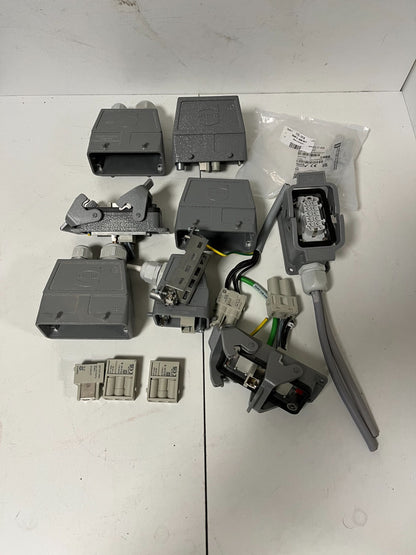 Harting Han Heavy Duty Connector Lot Enclosures Inserts Cable Hoods Used Bundle