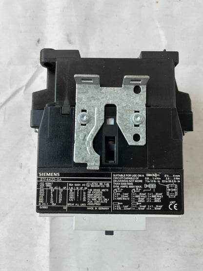 Siemens 3TF44 Contactor 3P w/ 3TY7561-1AA00 Aux Contact Block Used Spare Unit
